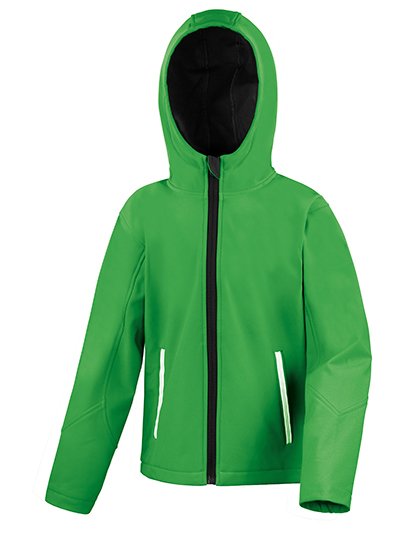 Result Core Junior TX Performance Hooded Soft Shell Jacket – Vivid Green / Black