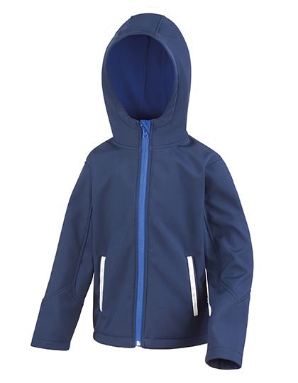 Result Core Youth TX Performance Hooded Soft Shell Jacket – Navy / Royal
