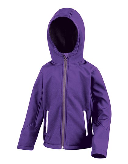 Result Core Youth TX Performance Hooded Soft Shell Jacket – Purple / Grey