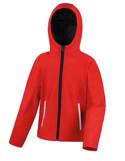 Result Core Youth TX Performance Hooded Soft Shell Jacket – Red / Black