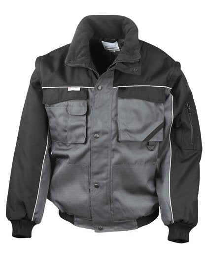 Result Workguard Zip Sleeve Heavy Duty Jacket – Grey / Black