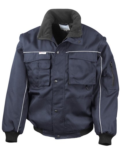 Result Workguard Zip Sleeve Heavy Duty Jacket – Navy / Navy