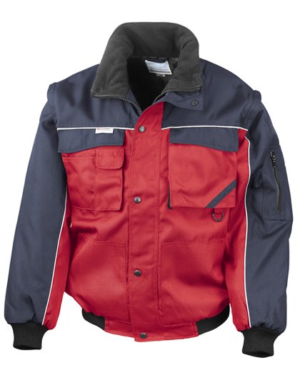 Result Workguard Zip Sleeve Heavy Duty Jacket – Red / Navy