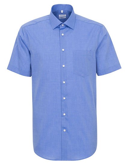 Seidensticker Men's Shirt Regular Fit Short Sleeve – Mid Blue