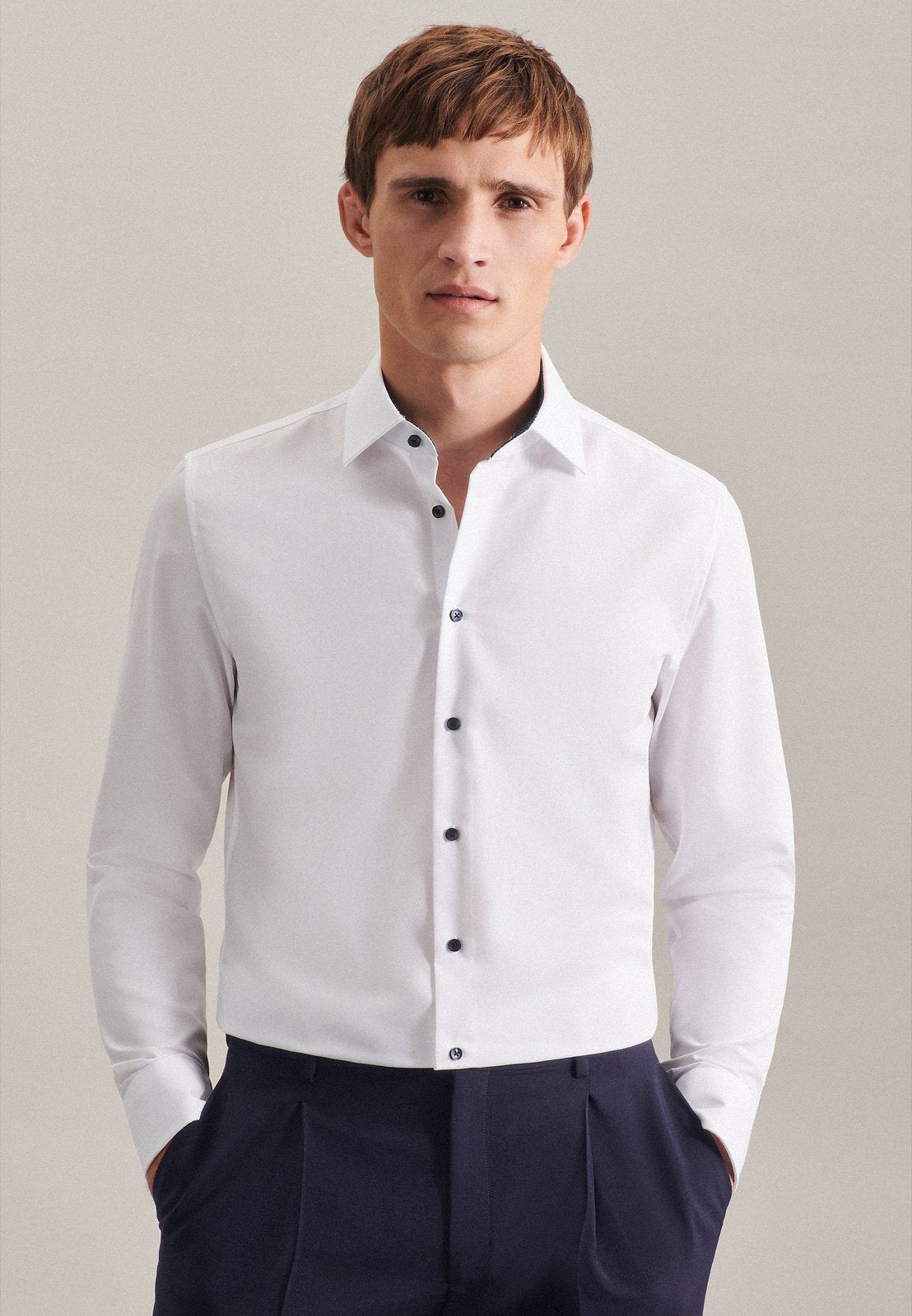 Seidensticker Men's Shirt Poplin Slim Fit Long Sleeve