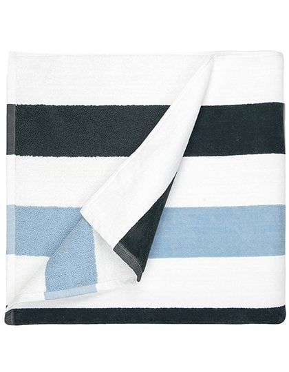 The One Towelling® Beach Towel Stripe – Anthracite / Light Blue