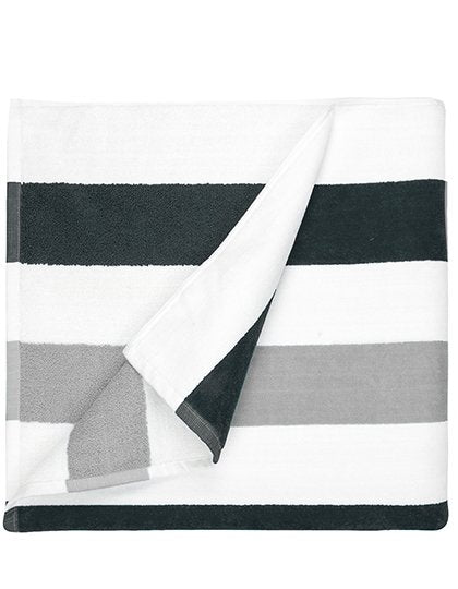 The One Towelling® Beach Towel Stripe – Anthracite / Light Grey