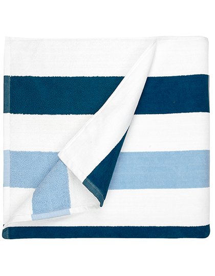 The One Towelling® Beach Towel Stripe – Navy Blue / Light Blue