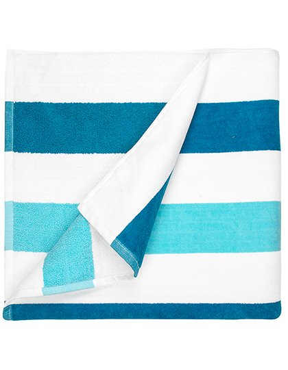 The One Towelling® Beach Towel Stripe – Petrol / Mint