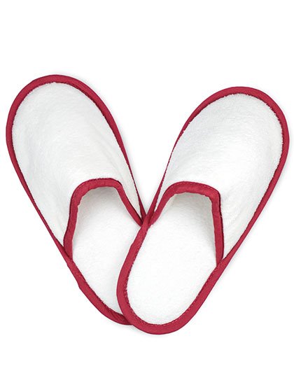 The One Towelling® Slippers – White / Burgundy
