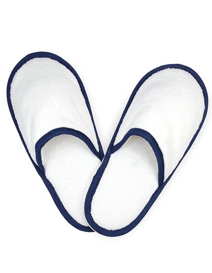 The One Towelling® Slippers – White / Navy Blue