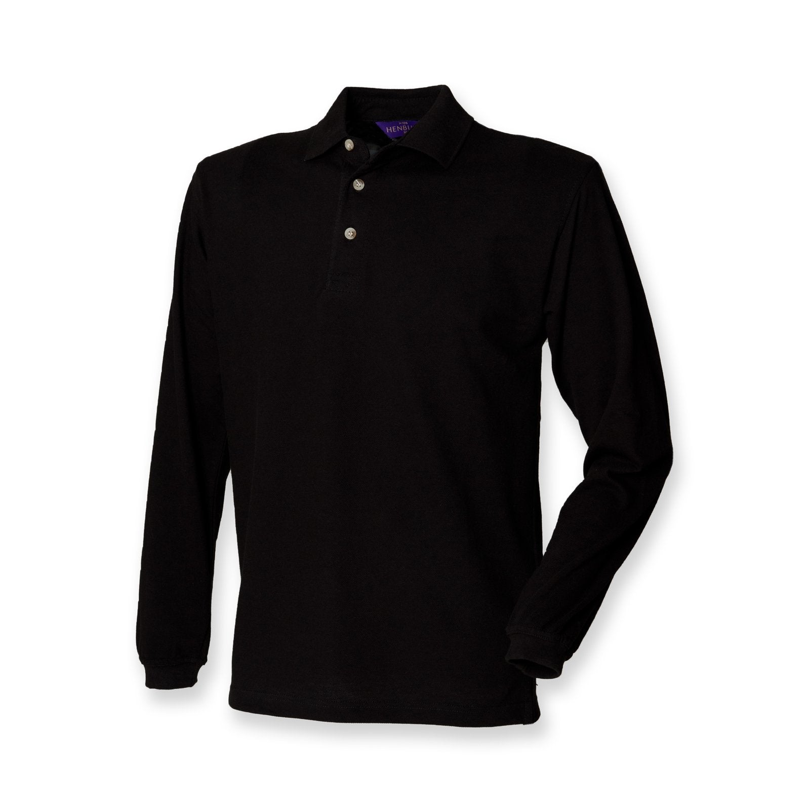 Henbury Long Sleeved Cotton Piqué Polo Shirt