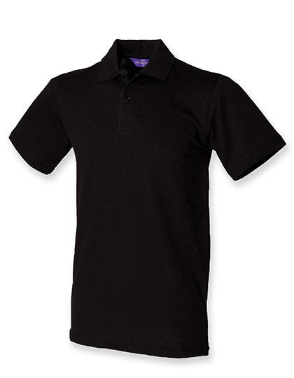 Henbury Men's Stretch Piqué Polo Shirt – Black