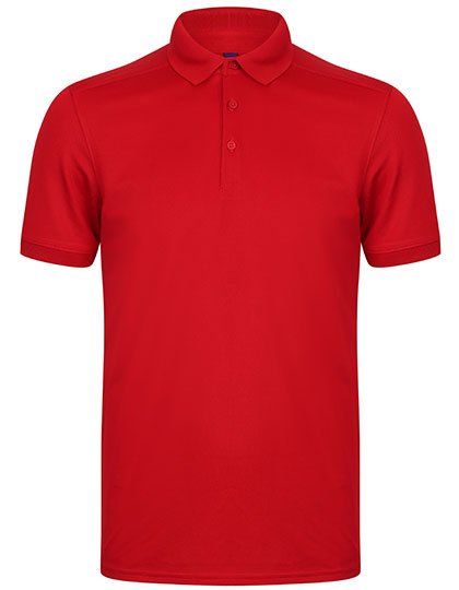 Henbury Men's Slim Fit Stretch Polo Shirt + Wicking Finish – Red