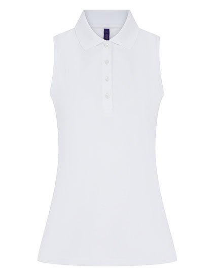Henbury Ladies' Sleeveless Coolplus® Polo Shirt – White
