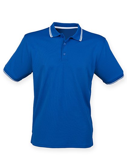 Henbury Men's Coolplus® Short Sleeved Tipped Polo Shirt – Royal / White