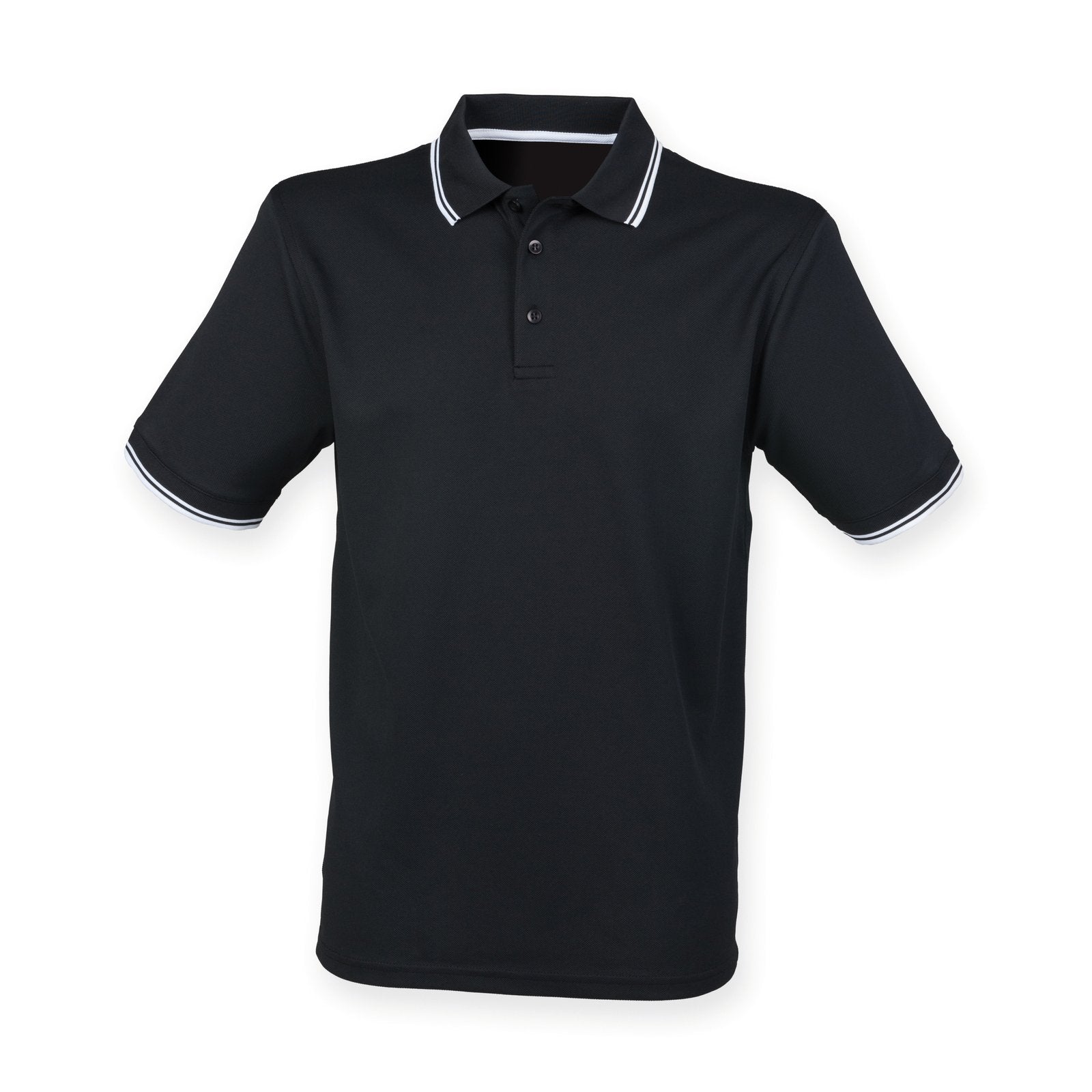 Henbury Men's Coolplus® Short Sleeved Tipped Polo Shirt