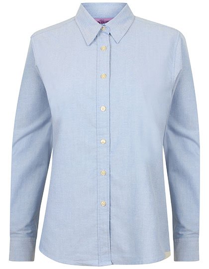Henbury Ladies' Classic Long Sleeved Oxford Shirt – Blue Oxford