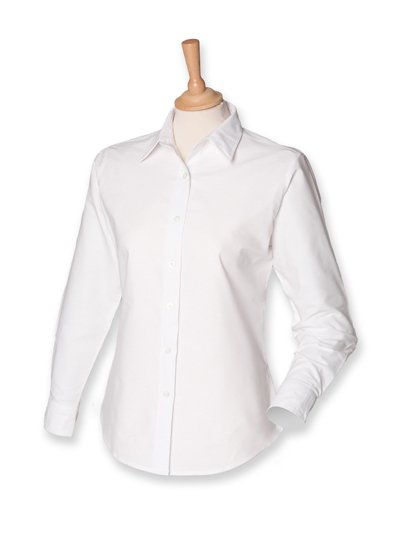Henbury Ladies' Classic Long Sleeved Oxford Shirt – White