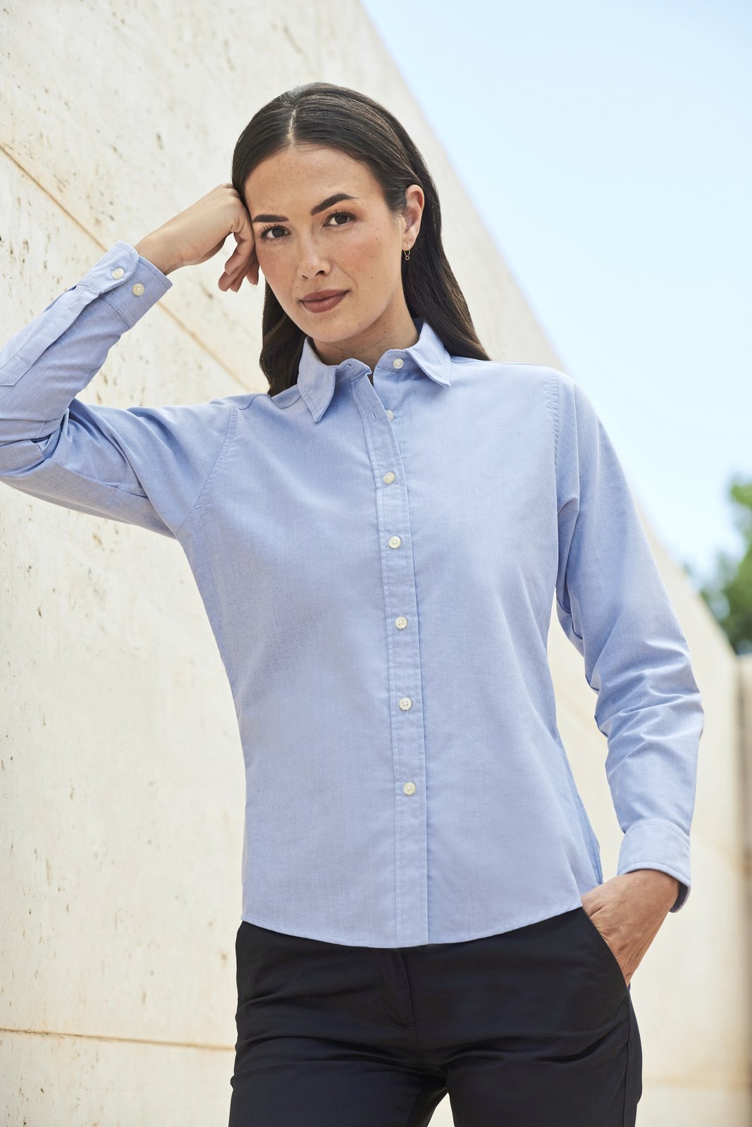 Henbury Ladies' Classic Long Sleeved Oxford Shirt
