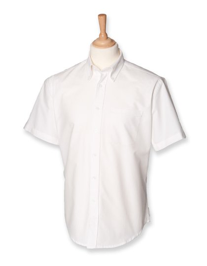 Henbury Men's Classic Short Sleeved Oxford Shirt – White