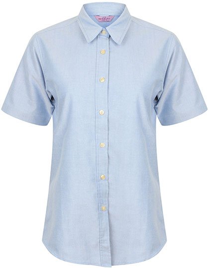 Henbury Ladies' Classic Short Sleeved Oxford Shirt – Blue Oxford