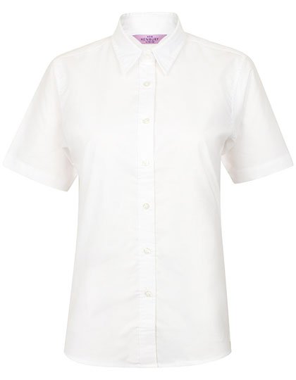 Henbury Ladies' Classic Short Sleeved Oxford Shirt – White