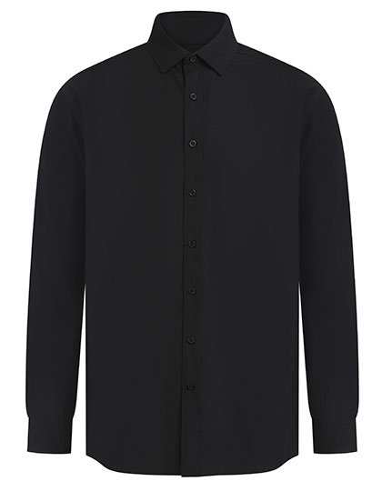 Henbury Men's Long Sleeved 'Cotton Feel' Coolplus® Shirt – Black