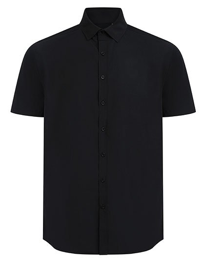 Henbury Men's Short Sleeved 'Cotton Feel' Coolplus® Shirt – Black