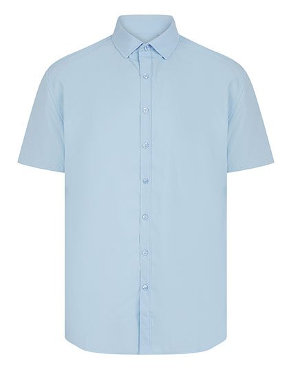 Henbury Men's Short Sleeved 'Cotton Feel' Coolplus® Shirt – Light Blue