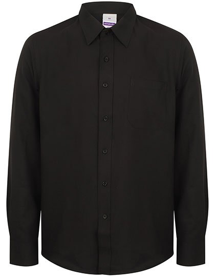 Henbury Men's Wicking Long Sleeve Shirt – Black