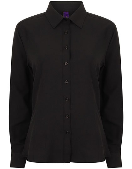 Henbury Ladies' Wicking Long Sleeve Shirt – Black