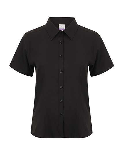 Henbury Ladies' Wicking Short Sleeve Shirt – Black