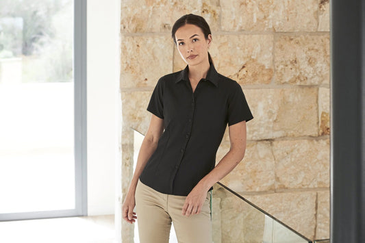 Henbury Ladies' Wicking Short Sleeve Shirt