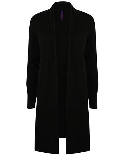 Henbury Ladies' Longline Open Cardigan – Black