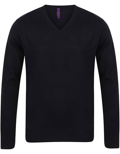 Henbury Men's Lightweight V-Neck Jumper – Black