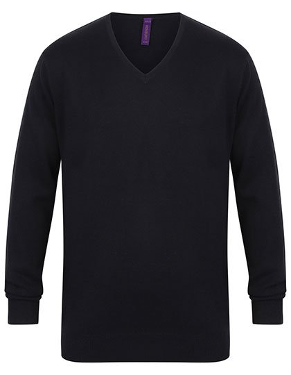 Henbury Men's Lightweight V-Neck Jumper – Navy
