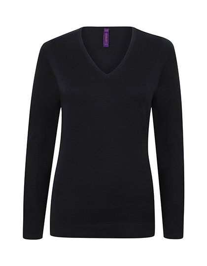 Henbury Ladies' Lightweight V-Neck Jumper – Navy