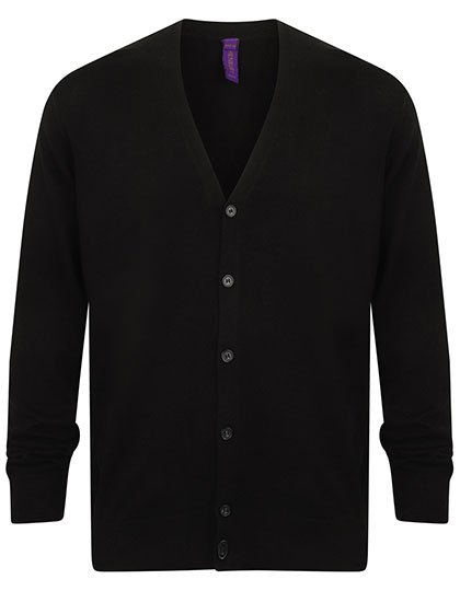 Henbury Men's Lightweight V-Neck Cardigan – Black
