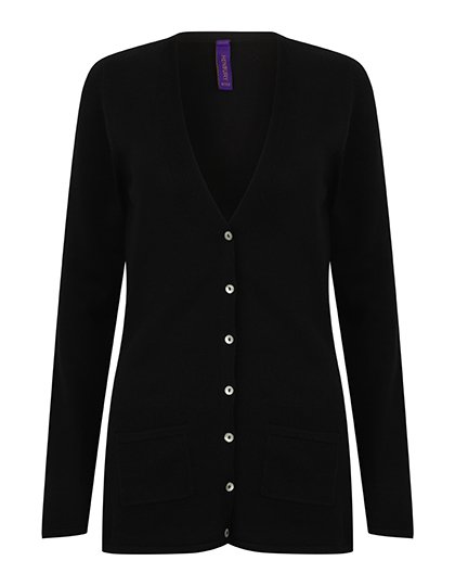 Henbury Ladies' Lightweight V-Neck Cardigan – Black
