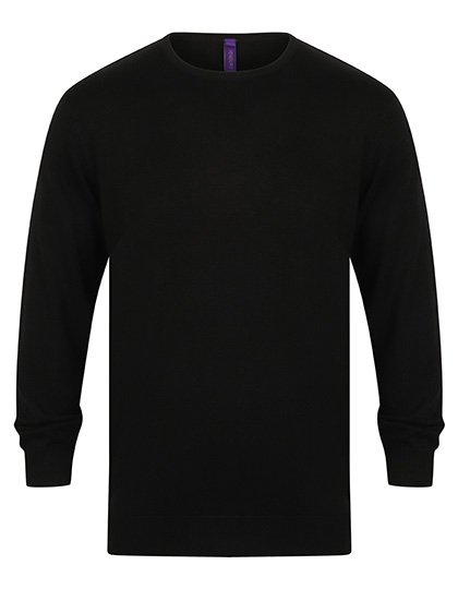 Henbury Men's Lightweight Crew Neck Jumper – Black