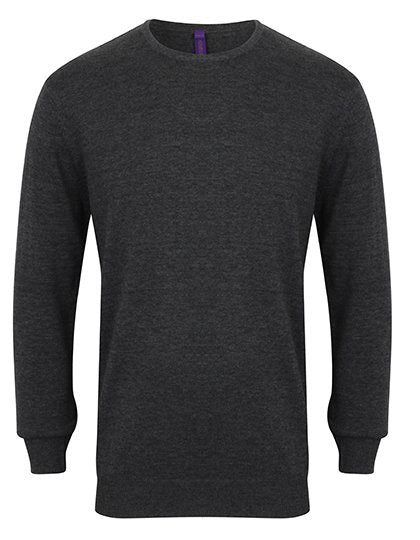 Henbury Men's Lightweight Crew Neck Jumper – Grey Marl