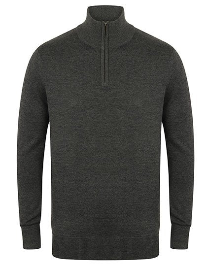 Henbury Men's Quarter Zip Jumper – Grey Marl