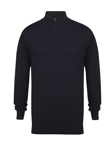 Henbury Men's Quarter Zip Jumper – Navy
