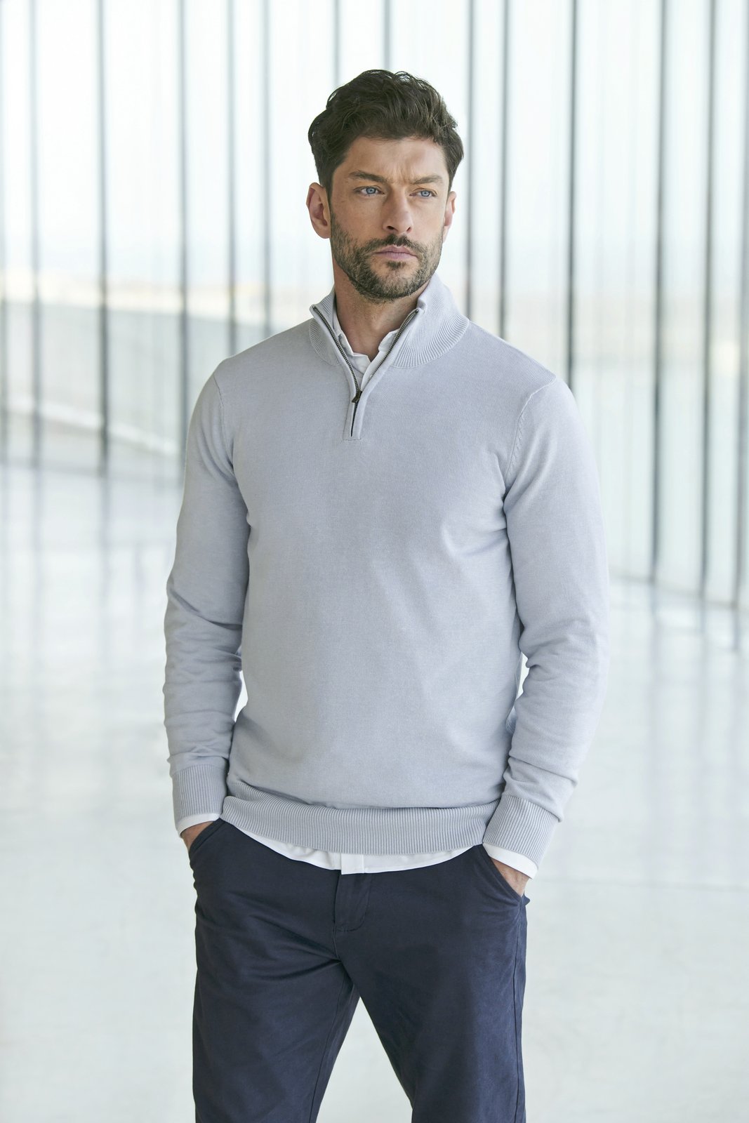 Henbury Men's Quarter Zip Jumper